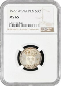 �X�E�F�[�f�� 50 �I�[�� 1927 W�ANGC MS65�A�u�O�X�^�t5���i1908 - 1950�j�v���