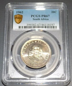 PCGS ��A�t���J 1962�N 20�Z���g �v���[�t PR67 20C �ᒒ������ �F��O���[�f�B���O�R�C��