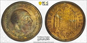 1947 (54) �X�y�C�� 1 �y�Z�^ PCGS MS63 ���b�g#G990 �`���C�X UNC!
