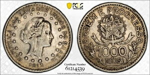 1913�N A �u���W�� 1000 ���C�X ? PCGS XF40 ? �x������������ ? ���̊ԂɃ_�b�V���Ȃ�