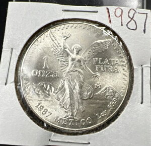 1987 Mo 1 oz Onza Mexico Libertad Gem BU UNC Ley .999 Plata Pura Semi Key Date