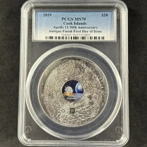 2019�N $20 �A�|��11�� �N�b�N���� 3�I���X .999 �V���o�[ ���� PCGS MS 70 ���t��