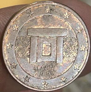 5 ���[�� �Z���g �}���^ 2008 Altare TEMPIO MNAJDRA 5 centesimi ESUBERO di conio