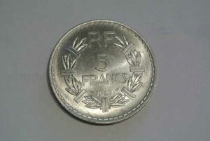 5 Francs Alu 1947 4 Ouvert UNC/FDC �u�������g �t���b�y �R�[�g 80 EURO-