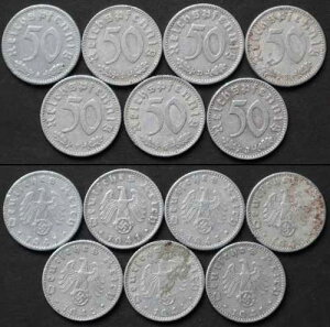 50 Reichspfennig 1941 -ABDEFGJ- �h�C�c�R�C�� - KM# 96 - �t���Z�b�g - (#S101)