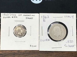 1863�N-M BN �C�^���A 1 ���� & 20 �Z���e�V�~ .835 �V���o�[ ���[���h�R�C�� ���b�g ���B�b�g���I-