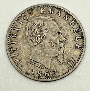 1863 M BN �C�^���A 20 Centesimi KM#13.1 �� .835 ���� ���B�b�g�[���I�E�G�}�k�G�[��2�� �~���m