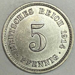 1914�N-A 5 Pfennig �h�C�c �u�����A���g������BU�R�C�� #16359-