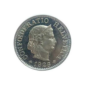 �X�C�X 1926B 5 ���b�y�� ��/�j�b�P���ݕ� BU/UNC. KM# 26