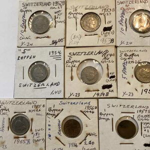 1952-74 �X�C�X 1,2,5,10,20 ���b�y���R�C�� �O���[�v20