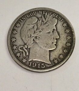 �I�[���h�}���E�_�t�B�[��1915�ND VeryFine Barber Half Dollar Lo 97 nice features 4U�œ��D