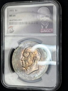 ??????1971 �N�A�C�[���n���[ �_���[ NGC MS64 - ���F�ɋP�� I LIKE IKE �z���_�[??????