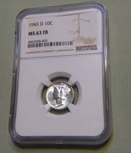1943�N D �č��V���o�[�}�[�L�����[�_�C�� - NGC MS 63 FB / UNC. - ���b�g857