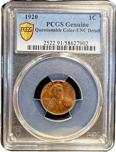 1920�N 1C PCGS ���� �N�G�X�`���i�u���J���[ - UNC �ڍ� # 3577