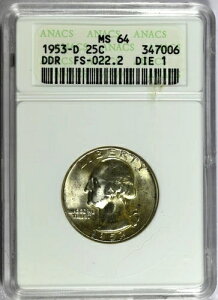 1953-D ANACS MS64 DDR (FS-801) FS-022.2 �_�C1 ���V���g���N�H�[�^�[�i���z���_�[����j