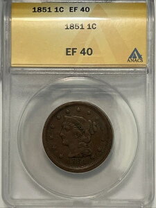1851�N 1�Z���g ANACS VF20 �҂ݍ��݃w�A ���[�W�Z���g �A�����J���O���R�C��