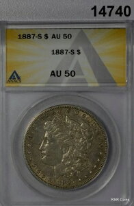 1887�N S ���[�K�� �V���o�[�h�� ANACS �F�� AU50! �I���W�i���R�C��! #14740