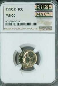 1990 D ���[�Y�x���g �_�C�� NGC MS66 MAC 90�t�B�[�g PQ 2ND �ō��� �� �X�|�b�g���X $2,250 FT *