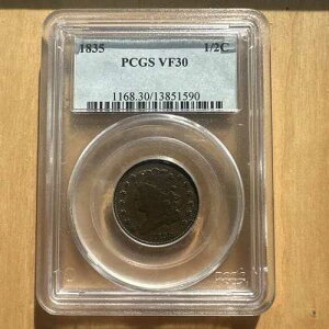 1835�N �N���V�b�N�w�b�h �n�[�t�Z���g PCGS VF30 �~�b�h�O���[�h�^�C�v�R�C��