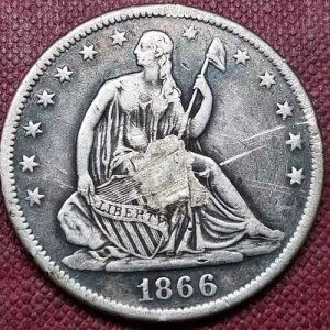 1866�N S ���Ȍ^���o�e�B�n�[�t�h�� 50�Z���g ���� XF �ڍ� #96153