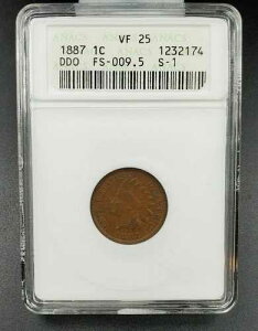 1887�N P �C���f�B�A�� �Z���g�y�j�[ �o���G�e�B �G���[�R�C�� ANACS VF25 FS-009.5 FS-101 S-1 DDO