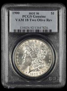1900�N $1 VAM 18 Two Olive Reverse Hot 50 PCGS �{��