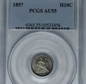 1857 5c PCGS AU55 ���R�̏��_�� HALF Dime OBH ���u���[�z���_�[ ������̑f�G�Ȉꖇ!