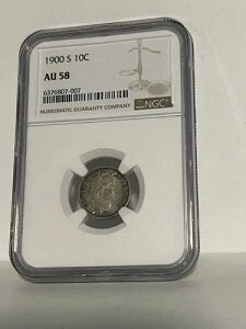 �č� 1900-S �o�[�o�[�_�C�� 10�Z���g NGC AU-58 �X���C�_�[ UNC