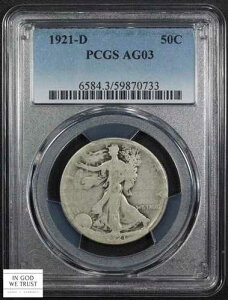 1921�N D �E�H�[�L���O�E���o�e�B �V���o�[ �n�[�t�h�� 50�Z���g PCGS AG 03