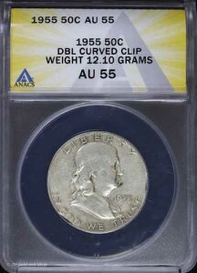 1955�N P 50�Z���g �t�����N���� �n�[�t�_���[ ANACS AU 55 | DBL �J�[�u�N���b�v �d��12.10�O����