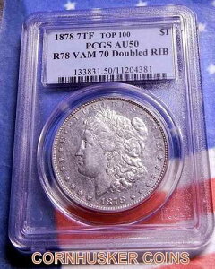 1878�N 7TF �����K����� R78 VAM 70 �_�u��RIB �g�b�v100 PCGS AU5O
