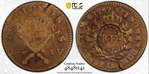 1767�N �t�����X�A���n�암 1793�N �uRF�v �J�E���^�[�X�^���v PCGS VF-30 *Ex. Martin*