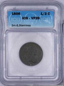 1806�N �h���[�v�o�X�g �n�[�t�Z���g 1/2c H1c ICG VF20 - �X���[�� 6 - �X�e�����X