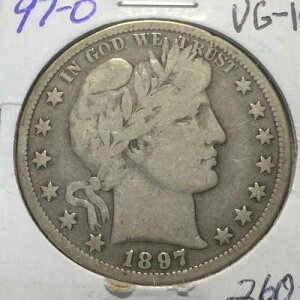 1897-O VG-Fine Barber Half Dollar LITY����шꕔBR �����z��