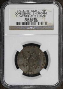 1793�N (MS63 BN) �h�[�Z�b�g�V���[ - �V���[�{�[�� �C�M���X 1/2�y���X ��s�g�[�N�� NGC
