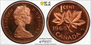 1965�N 1�Z���g �X���[���r�[�Y�A�݊p 5 PCGS �S�[���h�V�[���h PL-65RD CAM (�J���I)