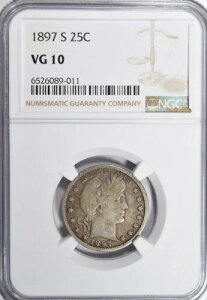 1897-S �o�[�o�[ �N�H�[�^�[ ~ �f���炵���I���W�i�� NGC VG10 �{�[�_�[���C���ǍD!