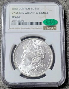 1888 CAC MS64 VAM-16A DDR-DBL �_�C���o�[�X���_�C�K�E�W ���[�K���_���[ �u���C�g�z���C�g
