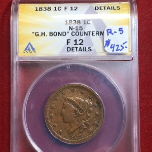 1838 N-15 R-5- �}�g�����܂��̓R���l�b�g�w�b�h ���[�W�Z���g ANACS F12 �J�E���^�[�}�[�N G.H.BOND