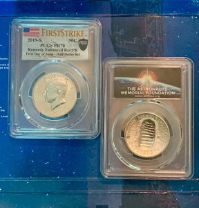 2�R�C�����AAPOLLO 11 50���N�L�O PCGS FDOI reverse-PR70 Kennedy 50c�̂� 63!-