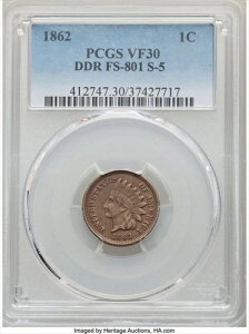 1862�N �C���f�B�A���Z���g DDR S-5 PCGS VF30-