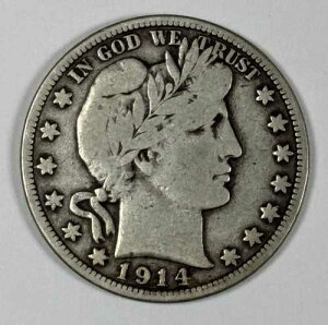 1914 �N BARBER HALF DOLLAR F/VF �f���炵��!