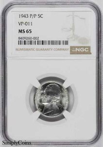 1943-P/P �W�F�t�@�[�\�� �j�b�P�� NGC MS65 RPM VP-011 �V���o�[ �E�H�[ 3 ���� 1 ��!