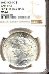1922�N VAM-5A3 ���� �j�Ɣ� �s�[�X�h�� NGC MS62 �g�b�v50 POP: 3/0