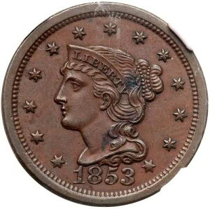 1853 N-9a R-2 NGC MS 62 BN �҂ݍ��݃w�A ���[�W�Z���g�R�C�� 1�Z���g