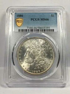 1886�N ���[�K�� �V���o�[�h�� PCGS MS66 ���͓I�ȃI�����W/�S�[���h ���o�[�X�g�[�j���O 7EBC25