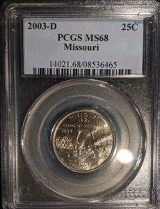 2003-d PCGS MS-68 �~�Y�[���B MO ���V���g���B 25�Z���g�d�� OBH �I�[���h�z���_�[ �|�b�v 51/0