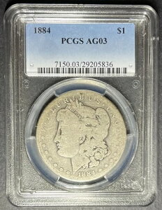 1884 �N�����K�� �_���[ PCGS AG-03 ���[�{�[���A3 �_�w���� 5 �h������!!