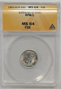 1951 D/D RMP-1 ���[�Y�x���g �_�C�� - ANACS MS64- Varslab ���x�� #Z140