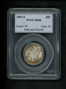 1951-S �č����V���g�� �N�H�[�^�[ 25�Z���g .25 PCGS MS66 ������ ���C���h�S�[���h�g�[��